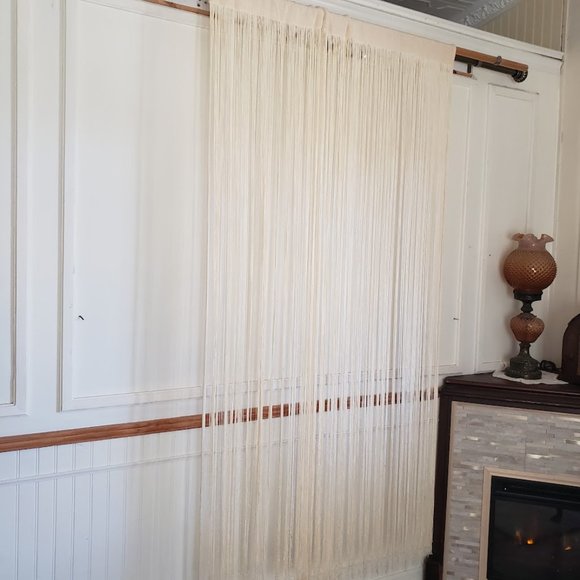 Curtain Panel All Fringe Rod Pocket 42W x 72L Panel All Fringe Ivory - Picture 3 of 8